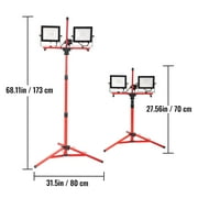 VEVOR 200W 20,000 Lumen Dual-head LED Work Light with stand, Adjustable Tripod Stand, IP65 Waterproofed LED Outdoor Light Stand
