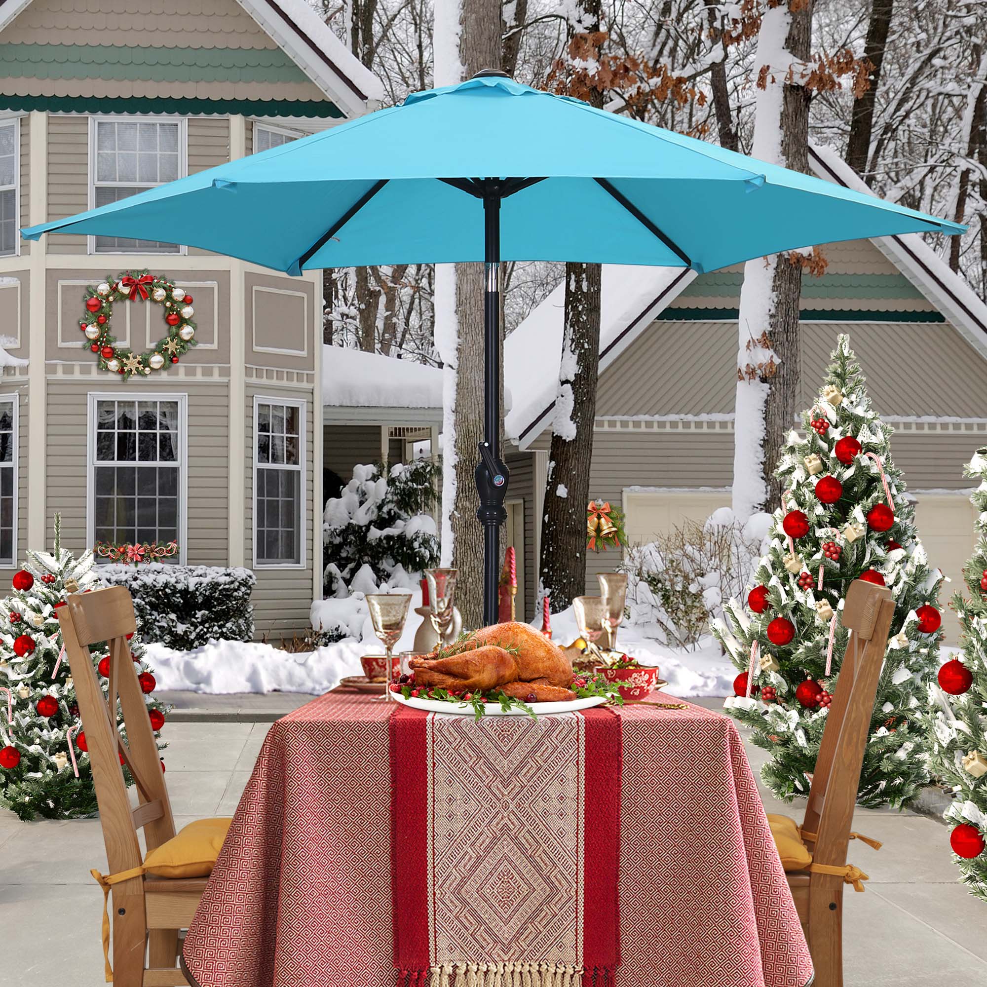 Autlaycil 7.5 Ft Market Patio Umbrella, Blue photo 7