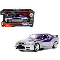 1995 Nissan Skyline GT-R (BCNR33) Purple and Silver Metallic "Fast & Furious" Series 1/32 Diecast Model Car by Jada