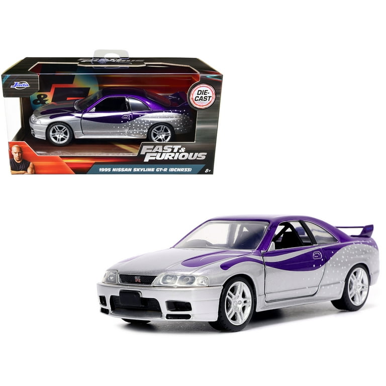 Nissan Skyline GT-R (BCNR33) ミニカー 1995 Nissan Skyline GT-R (BCNR33) Purple and Silver Metallic