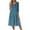 A002-Blue, variant on SAATLERI Midi Dresses for Women 3/4 Sleeve V Neck Boho Floral Print Sundresses for Women Lightweight A-Line Cocktail Loose Casual Midi Dress with Pocket