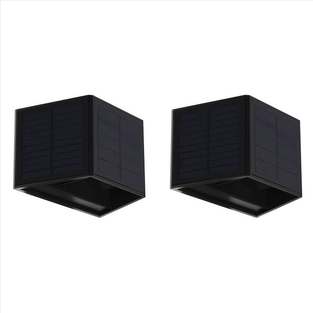 2X Alumbrado Solar de Pared IluminacióN Exterior Arriba-Abajo LáMpara LED Luces de BañO de Pared Solares para Patio JardíN Regulable