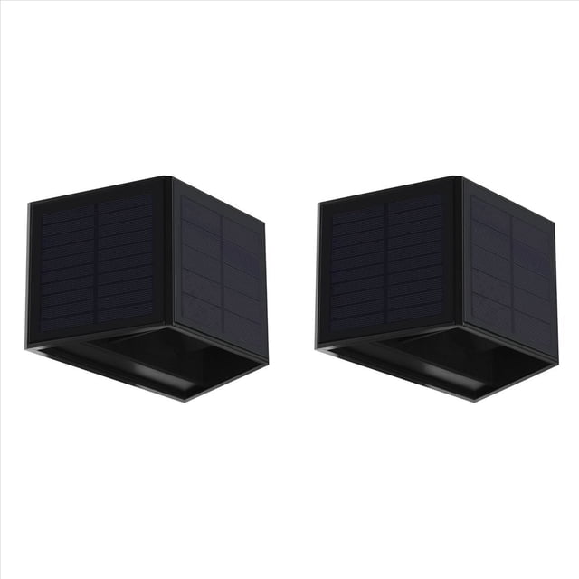 2X Alumbrado Solar de Pared IluminacióN Exterior Arriba-Abajo LáMpara LED Luces de BañO de Pared Solares para Patio JardíN Regulable