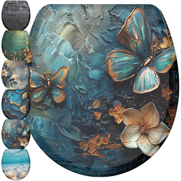 Sanilo Toilet Seat ROUND, Soft Close, One-Click Quick Release, Easy Installation, Non-Slip, Easy to Clean (Mariposa)