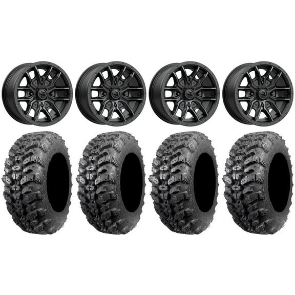 MSA Fang 14" Wheels Black 28" Sniper 920 Tires Sportsman 550 850 1000