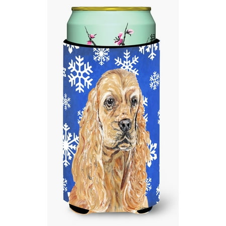 

Caroline s Treasures SC9598TBC Buff Cocker Spaniel Winter Snowflakes Tall Boy Hugger Tall Boy multicolor