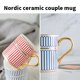 thumbnail image 4 of Inteprter Taza de café de cerámica de estilo británico, taza con asa de leche, vaso de desayuno de superficie lisa, vasos para microondas, Juegos de servir café y té, 4 of 6