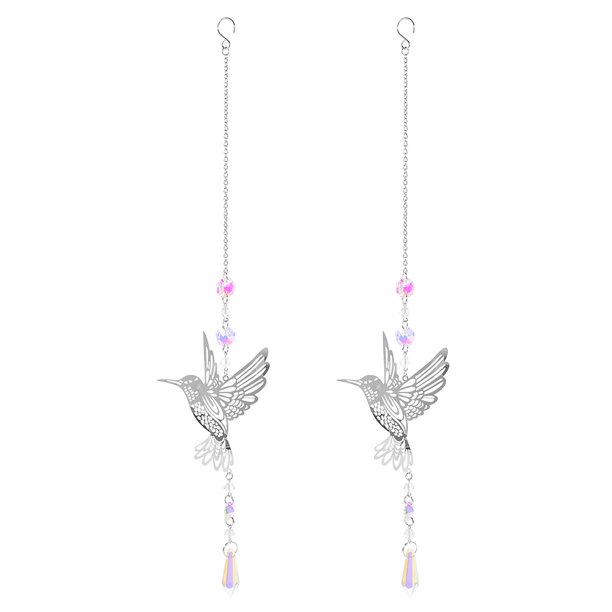 KAKOWELY 2 piezas de atrapasol colgante para ventana, colibrí, delicado adorno de cristal.