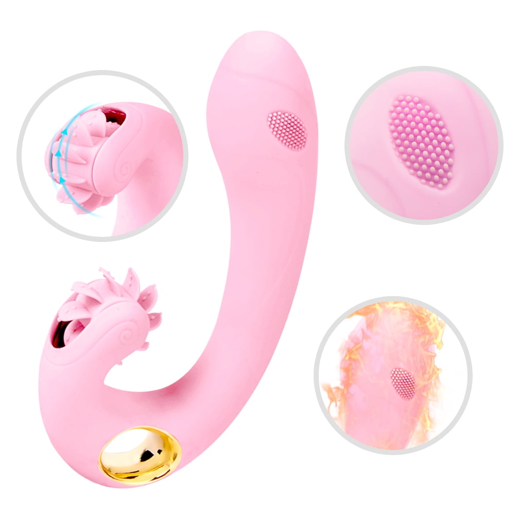 Dildo Vibrators, G-spot Clitoris Stimulating Tongue Licking and Rotating Warming Intimate Vibrating G Spot Clitoral Adult Toys Sex for Female Women  photo