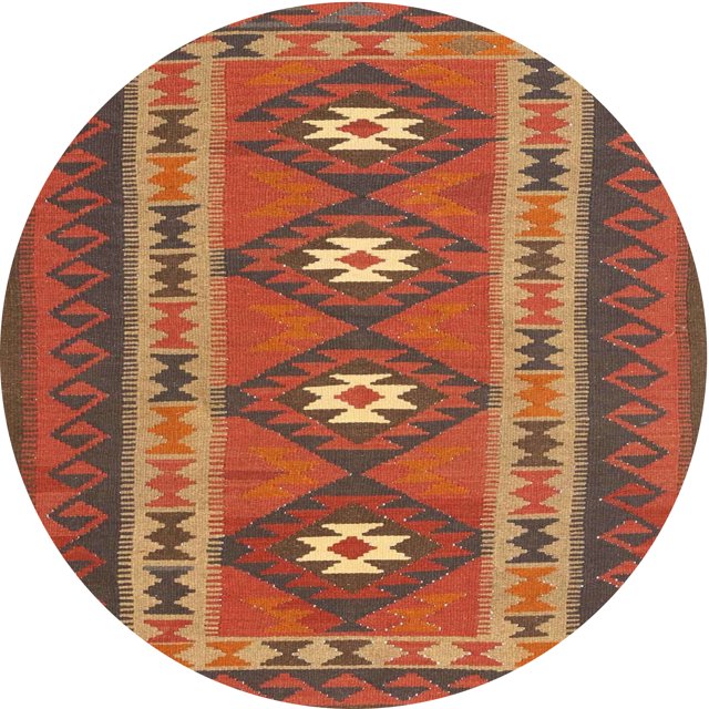 Ahgly Company Tapis d'Intérieur Rond Contemporain Brun Clair Oriental, 8 Pieds Rond