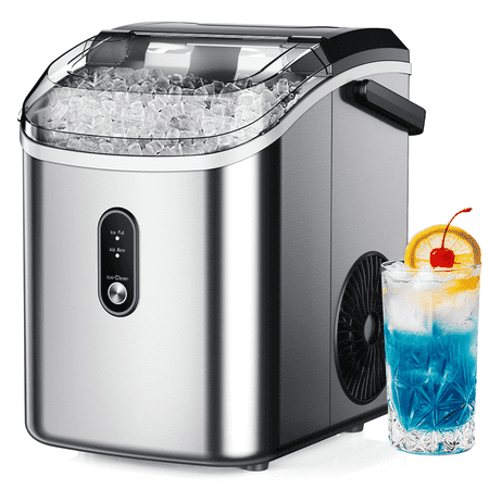 Simzlife 35lbs/24H Nugget Ice Maker Countertop Portable Ice Maker Machine with Auto-Cleaning  Silver