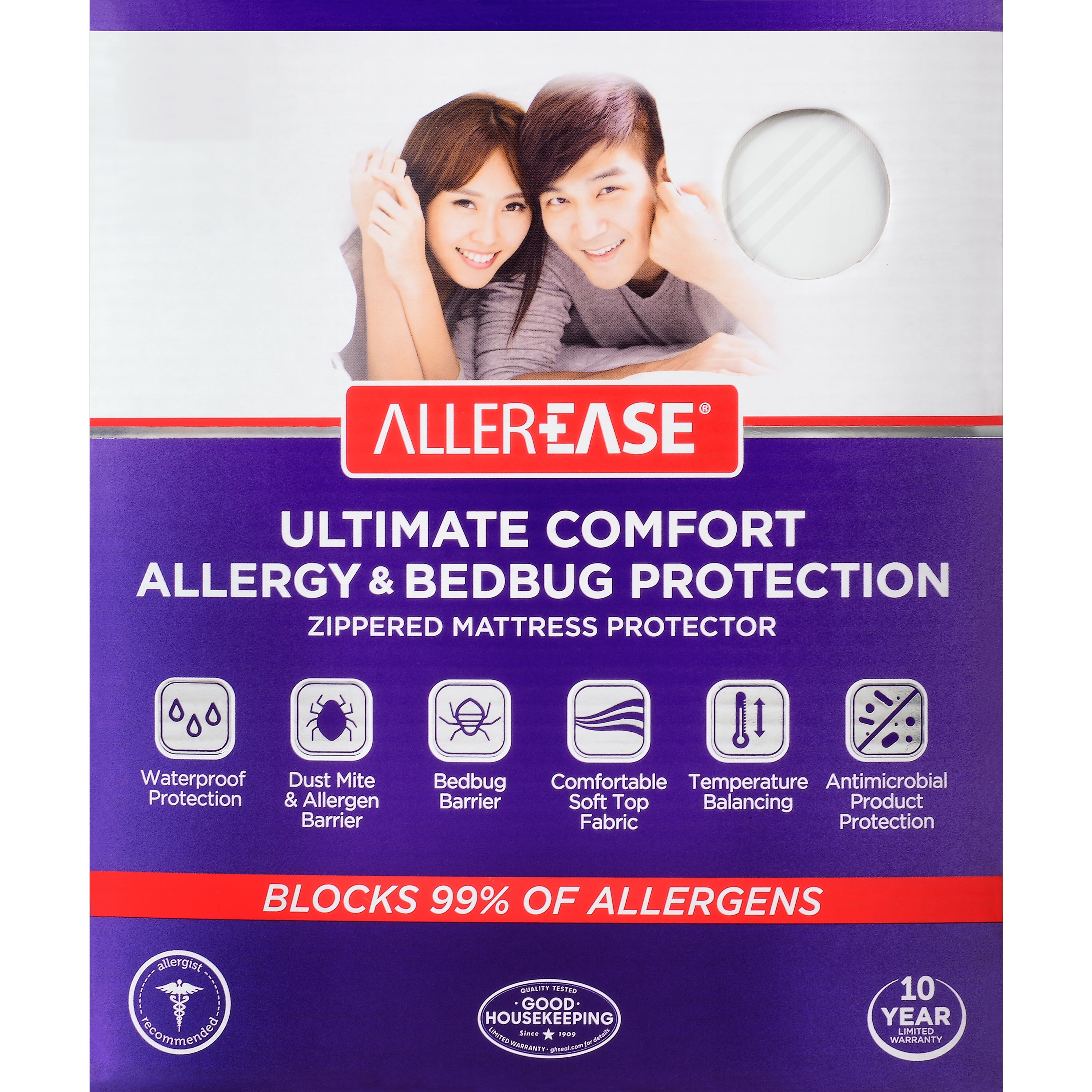 Full Maximum Bed Bug and Allergy Mattress Protector White AllerEase