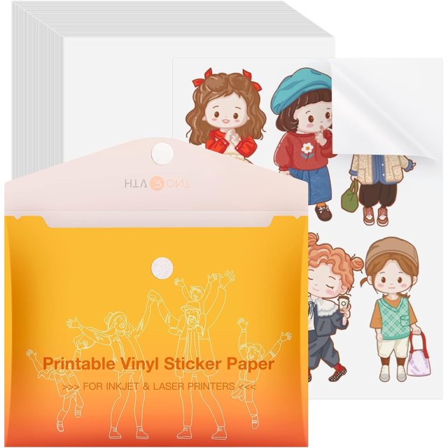 Papel adhesivo de vinilo imprimible HTVRONT, 100 hojas, 21,5 x 28 cm