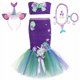 thumbnail image 3 of Conjunto de falda tutú de sirena con cola de pez para niñas + falda de tul, ropa de cumpleaños para niños, conjunto de disfraz de tutú largo de princesa sirenita, 3 of 5