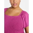 thumbnail image 2 of Terra & Sky Women's Plus Size Square Neck Smocked Dress, Sizes 0X-4X, 2 of 4