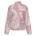 thumbnail image 5 of Jackets for Women Winter Coat Jackets Flannel Stand Collar Jacket(Pink Background White Poppies Floral,Size:S-4XL), 5 of 7