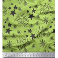 thumbnail image 1 of Soimoi Green Cotton Poplin Fabric Star & Snowflakes Text Printed Fabric 1 Yard 42 Inch Wide, 1 of 5