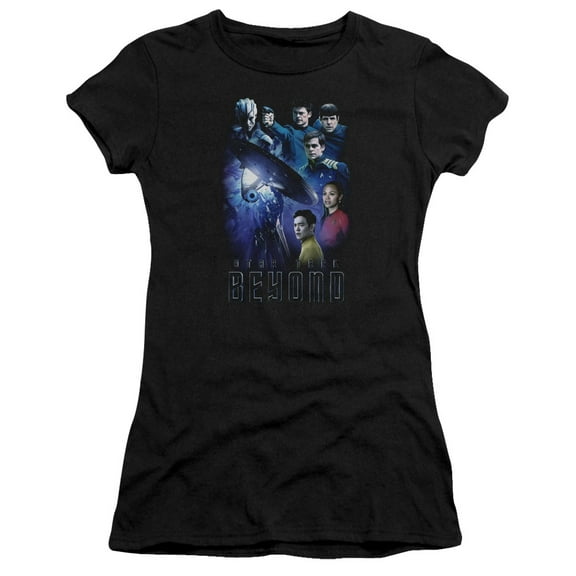 Star Trek Beyond Beyond Cast Junior Women's Sheer T-Shirt Black