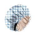thumbnail image 1 of Zewurtuw Capó de Satén Gorro de Seda para Dormir Reutilizable Doble Capa Elástico Ajustable Gorros para el Cabello Lindo Estético Mujeres Niñas-Azul a Cuadros, 1 of 5