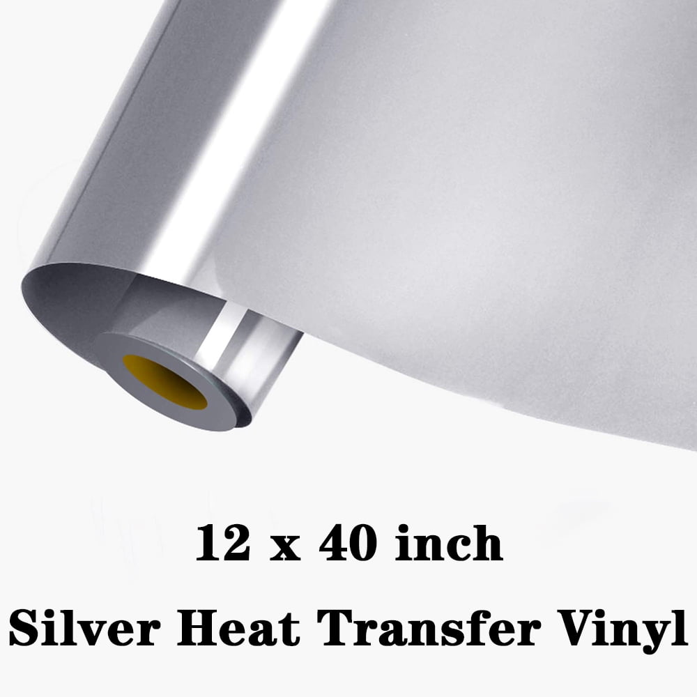 Light Grey Reflective Vinyl Heat Transfer Vinyl Rolls Silver 12in x 6ft Reflective Iron on Vinyl for T Shirts DIY Design Grey HTV Iron Vinyl for Cricut and Silhouette Cameo