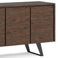thumbnail image 6 of Simpli Home Lowry 66 inch Wide Solid Acacia Wood Modern Industrial Large 4 Door Sideboard Buffet in Distressed Charcoal Brown, 6 of 11