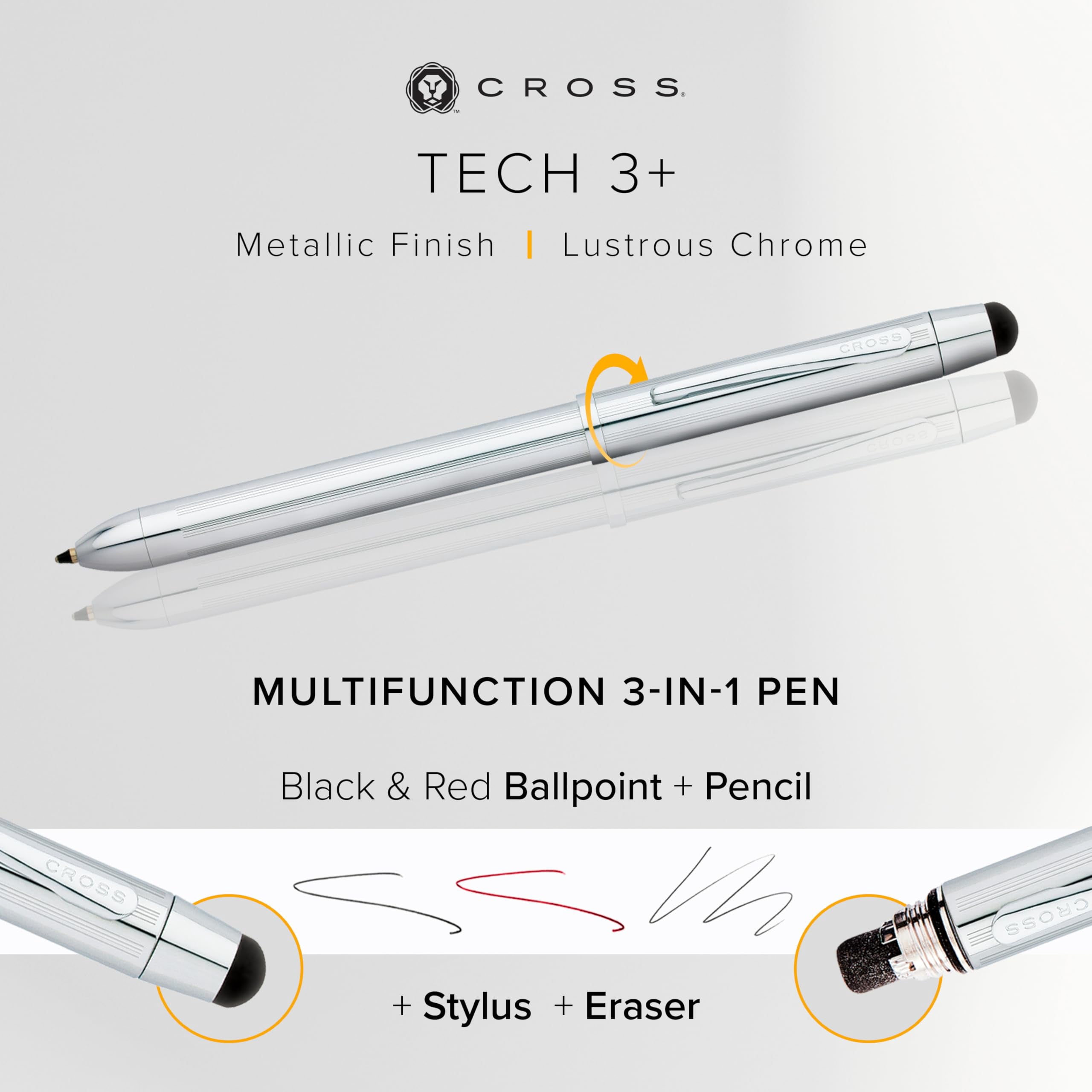 Cross Tech3+ Lustrous Chrome Multifunction Pen