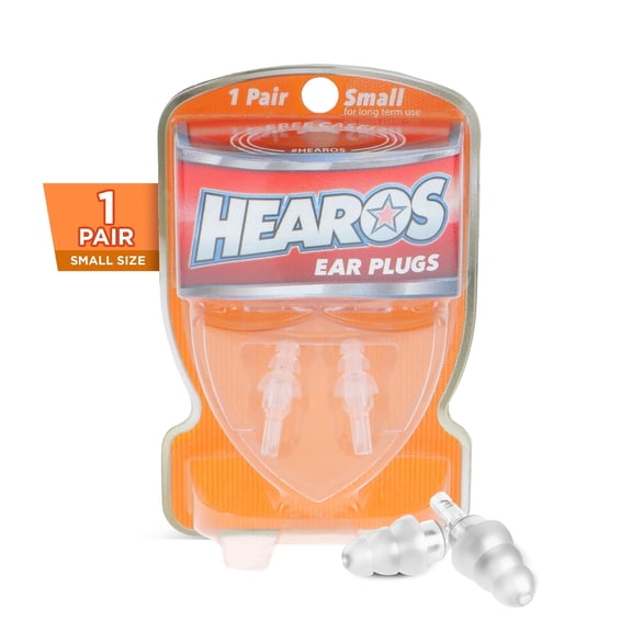 HEAROS High Fidelity Ear Plugs, NRR 12 Clear Silicone Concert Ear Plugs with Case, Small, 1 pair