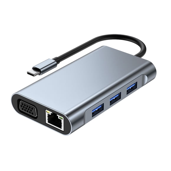 1/8 to 1/4 Adapter,7-In-1 Type-C Network Hub Multi-Splitter Adapter with + Pd + Vga + Rj45 + 1Xusb3.0 + 2Xusb2.0 for Pc Computer Accessories,Usb to Vga Adapter,Usb Computer Network Adapters