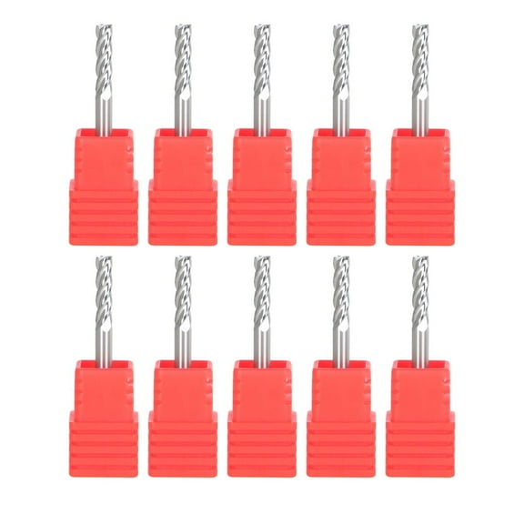 findmall 10 Pcs 1/8" 4 Flutes Carbide End Mill Square End 1/2" Cut Length