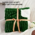 thumbnail image 6 of Sherpa Fleece King Size Blanket - Super Soft & Warm Striped Fleece, Cozy Plush Fluffy Large Bed Blanket All Season Use (dark green, 104x90 Inches), 6 of 14