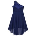 thumbnail image 2 of CHICTRY Girls One Shoulder Shiny Beads Chiffon Birthday Party Dress High-low Hem Proms Ball Gown Navy Blue 6, 2 of 7