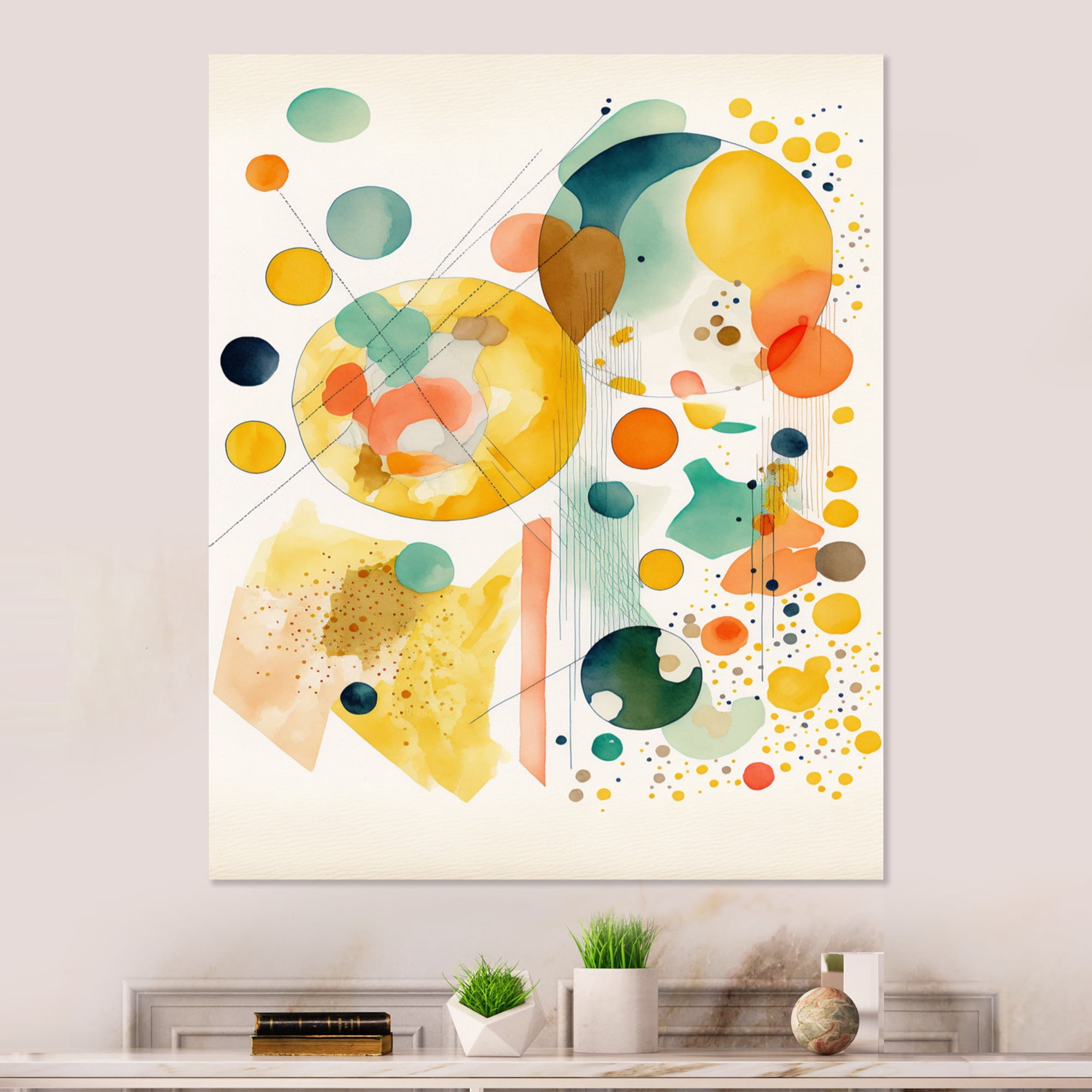 Designart Watercolor Multi Shape Abstract III Canvas Wall Art