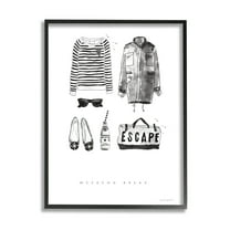 Stupell Industries Weekend Break Phrase Glam Fashion Mood Board Black Framed, 16 x 20, Design by Mercedes Lopez Charro