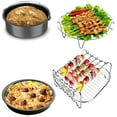thumbnail image 6 of Hot Air Fryer Accessories 10pcs, Accessories Set Fryer Set Accessories Baking Accessories Bread Baking Basket Pizza Pan Silicone Mat Cooking Grate Fryer Recipe for 7 Inch Air Fryer, 6 of 7