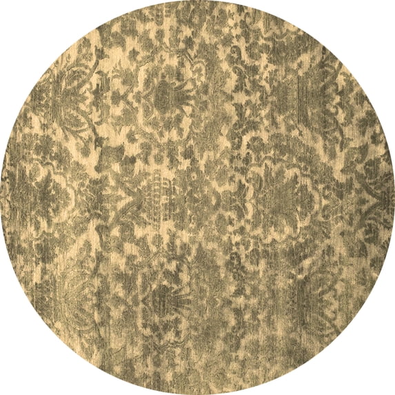 Ahgly Company Indoor Round Abstract Brown Contemporary Area Rugs, 5' Round