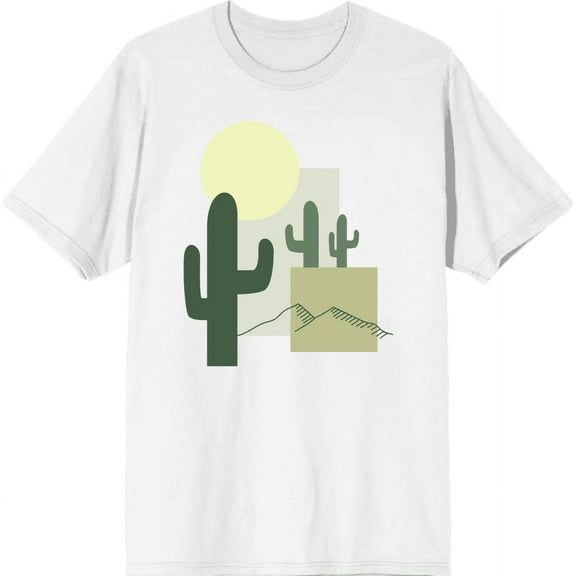 Natural World Cacti & Shapes Men's White Crew Neck Short Sleeve Tee-Large