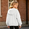 thumbnail image 4 of Little Girls Pullover Hoodie Sweatshirt Solid Color with Front Pocket Pullovers Tops Size 6-7T,White, 4 of 5