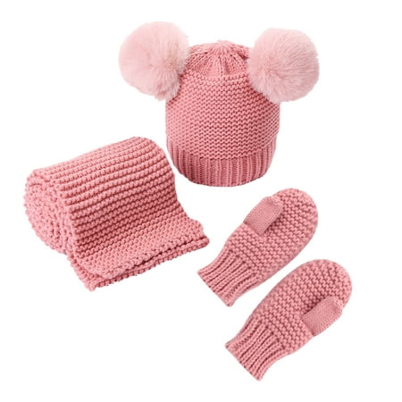 

Odeerbi Clearance Baby Boys Girls Beanie Infant Toddler Knitted Hats 3PCS Children Soft Solid Wrap Hair Woollen Winter Warm Soft Hat + Gloves + Scarf Set