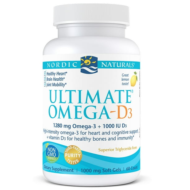 Nordic Naturals Ultimate Omega-D3 Softgels, 1280 Mg, 60 Ct - Walmart