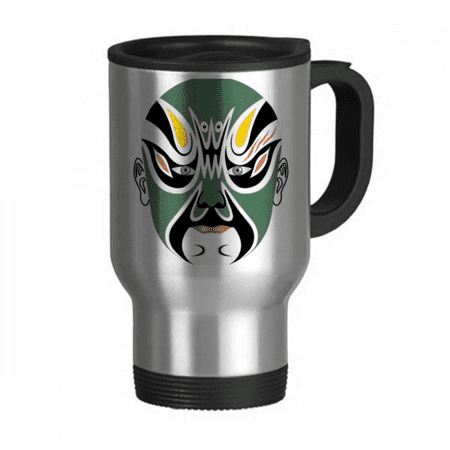 

Peking Opera Head Colorful Yaguanlou Travel Mug Flip Lid Stainless Steel Cup Car Tumbler Thermos