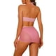 thumbnail image 3 of Bikinis de mujer con anillo, conjuntos de bikini de 3 piezas con falda de malla con cordón, talla X-Large, color rosa, 3 of 5