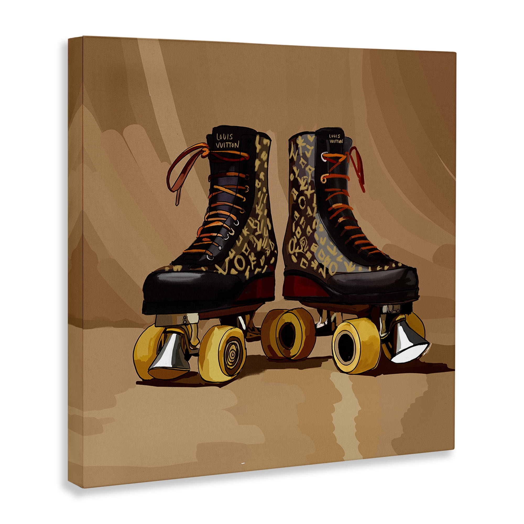 Stupell Industries Brown Roller Skates Sports Painting Gallery Wrapped Canvas Art Print Wall Art, 24 x 24
