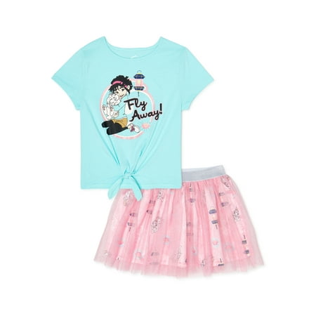 Over The Moon - Netflix&amp;#39;s Over The Moon Girls Short Sleeve Top and Tutu Skirt, 2-Piece Outfit Set, Sizes 4-18