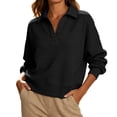 thumbnail image 4 of yillto Sweatshirts for Womens Long Sleeve V Neck Pullover Oversized Solid Color Casual Sweatshirt, 4 of 7