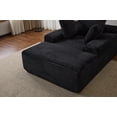 thumbnail image 5 of Oversized Chaise Lounge Chair Cozy Cloud Couch, Modern Plush Corduroy Upholstered Sleeper Sofa Daybed with 3 Throw Pillows & Wide Armrests for Living Room, No Assembly Required, Black, 5 of 9