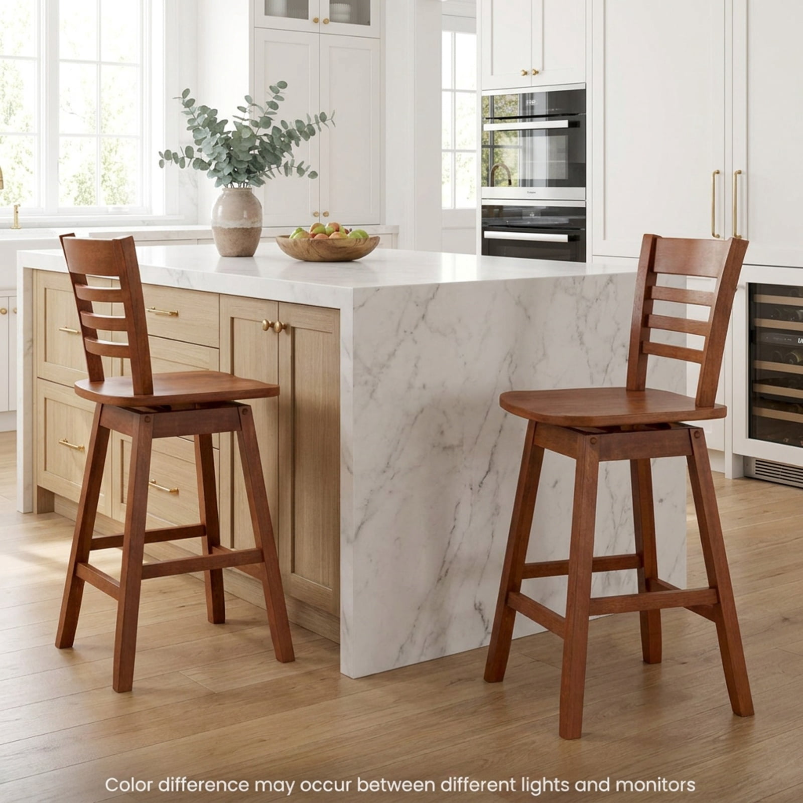 Furnibear Counter Height Barstools Set of 2 with Footrest for Kitchen Island Bar for Kitchen Island Counter Bar Pub Dining Home, Walnut