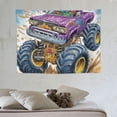 thumbnail image 4 of ONETECH  Cars Tapestry, Cartoon Monster Truck Cool Vehicle Modified to the Perfection Colorful Design, Wide Wall Hanging for Bedroom Living Room Dorm, Aqua Green Black, 4 of 7