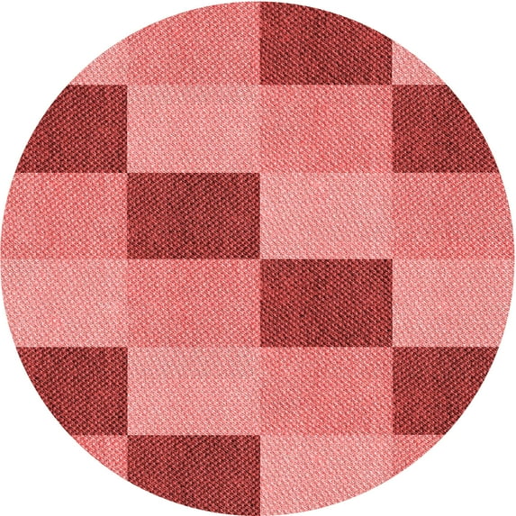 Ahgly Company Machine Washable Indoor Round Transitional Red Area Rugs, 7' Round