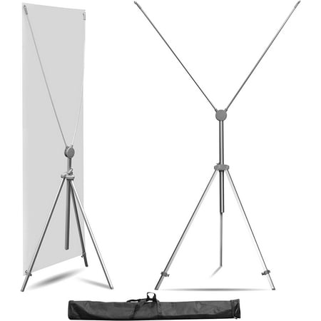 Anley Adjustable X Banner Stand with Travel Bag - Fits Any Banner Size from 23  X 63  to 35  X 78  - Portable Retractable Stand for Business  Trade Shows  Events  and Displays (Banner Not Included)