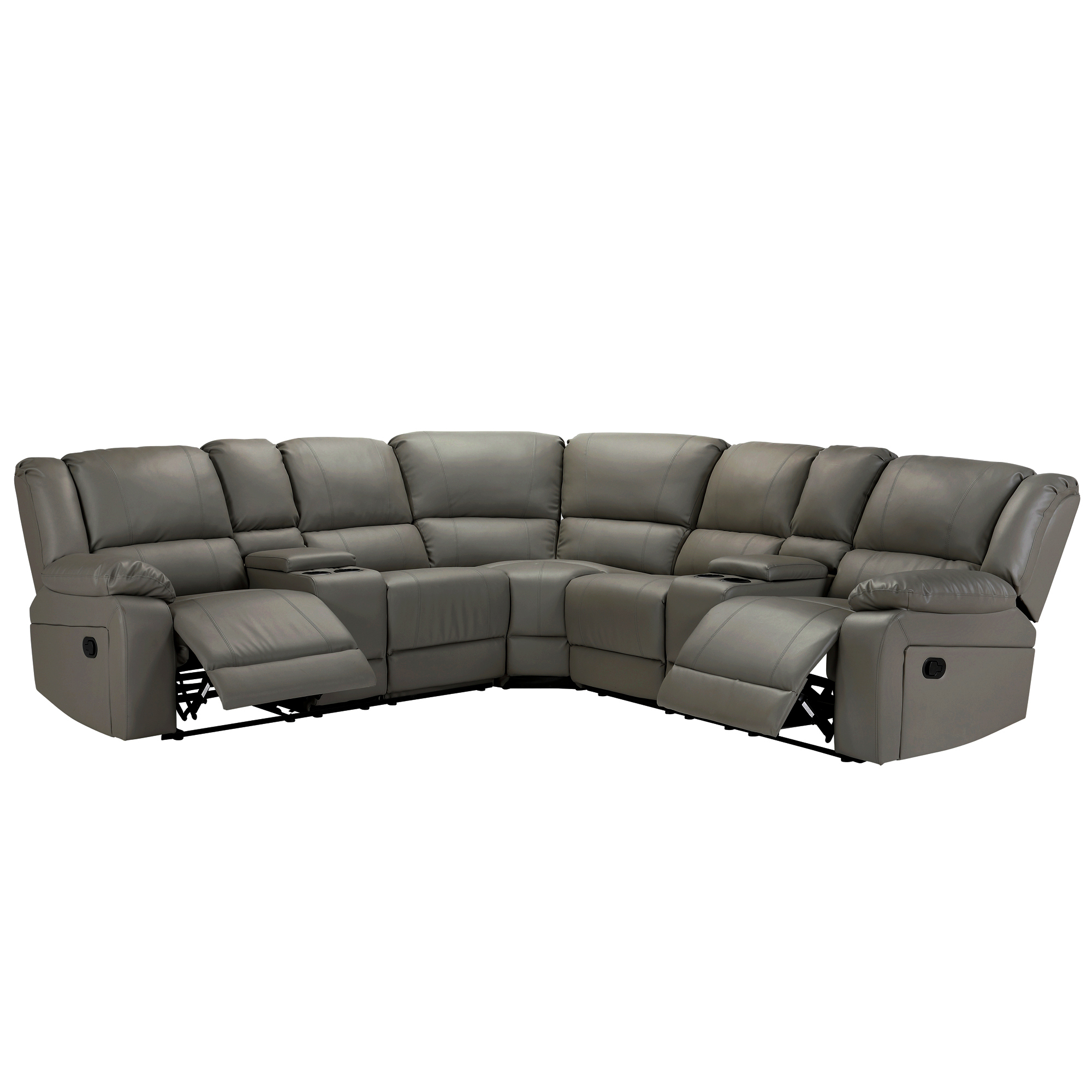 Aukfa 107" Manual Reclining Sectional Sofa with Cup Holder and Storage for Living Room Furniture, Gray